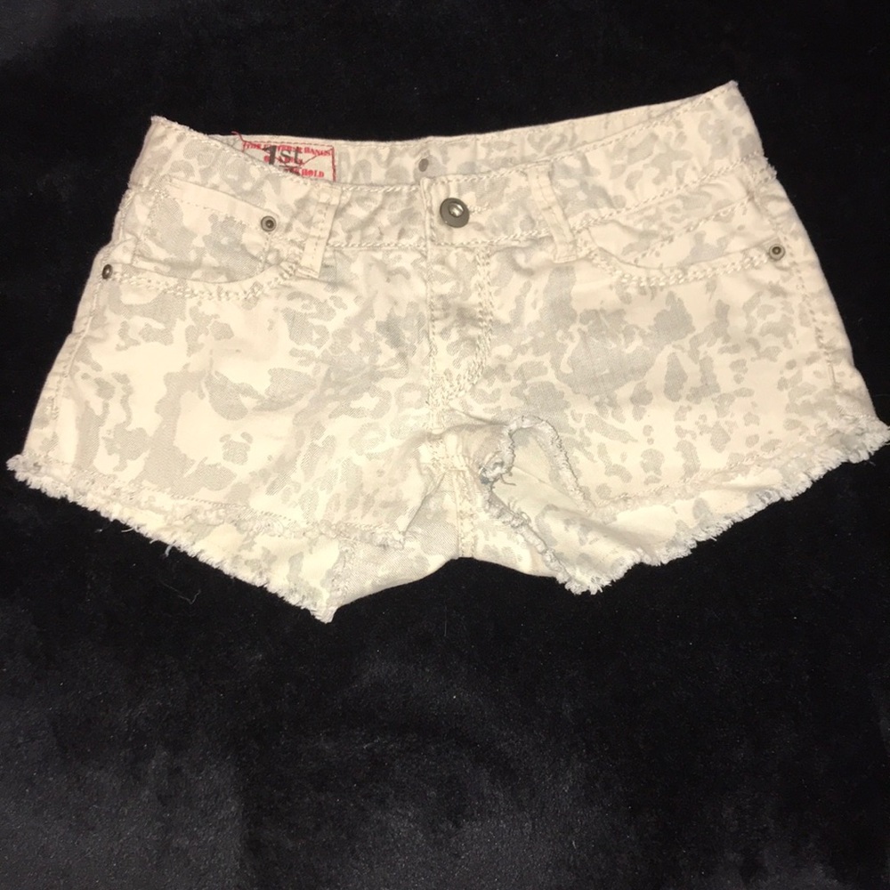 Animal print jean shorts